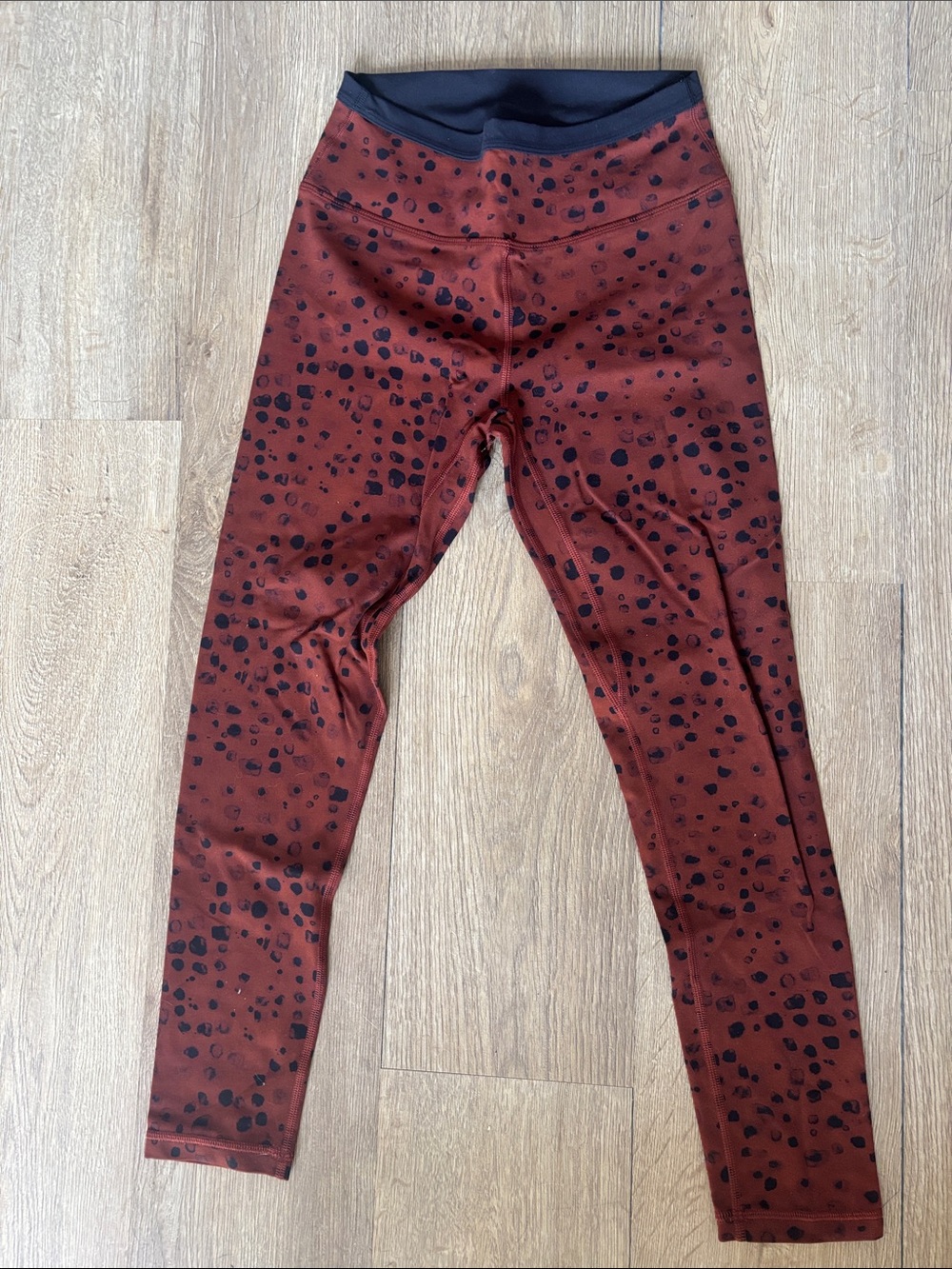 Womens Rust Red Leopard-Print Leggings